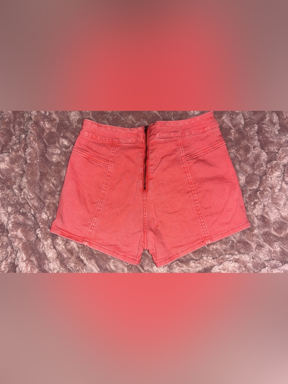Bullhead Denim Co Mid/High Rise Coral “Hot Short”